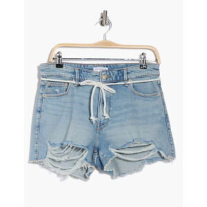 NEW Good American Good Girlfriend Denim Shorts Plus Size 26 Light Indigo Cut-Off